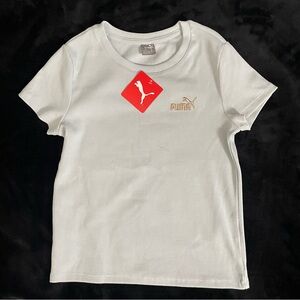 Puma White Short Sleeve Tee Classic Crew Neck